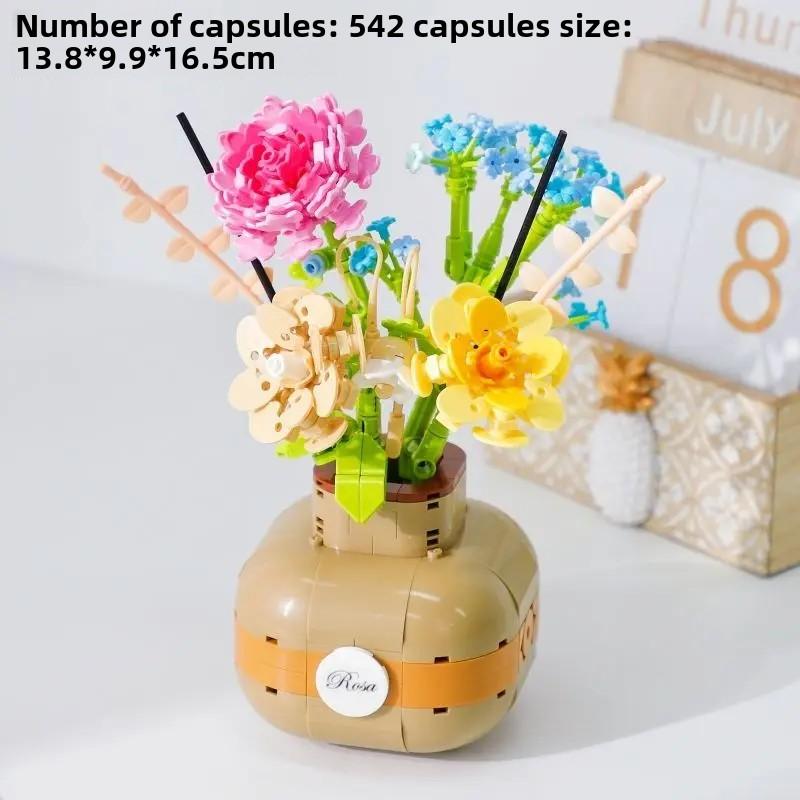 Конструктор букетов из подсолнухов, набор строительных блоков «Бонсай из роз», «Подсолнухи», «Ботанические подарки на День святого Валентина»