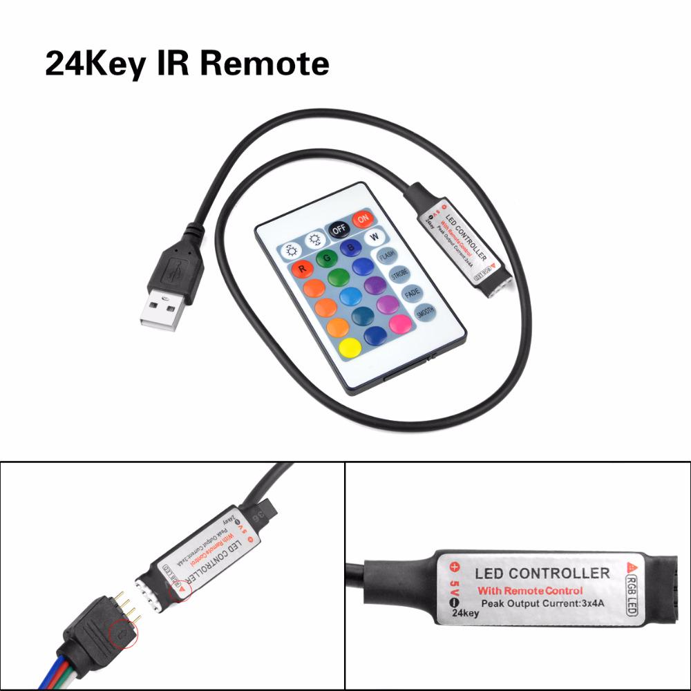 Светодиодная лента 5 12 24 Вольт RGB USB ИК-радиочастотный пульт дистанционного управления USB-светодиодная лента 3 17 24 пульта дистанционного управления