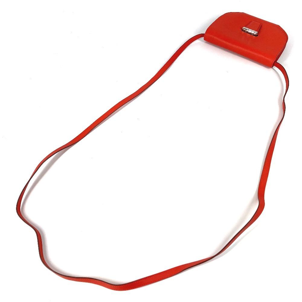 HERMES Shoulder wallet Wallet Mini Convoy Ire pouch Shoulder Bag Swift Red
