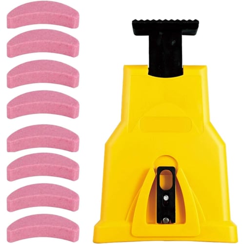 Chainsaw Sharpening Set with 8 Sharpening Stones, Chain Sharpener, Tool, Sharpener, Accessory, Blade Sharpening Kit (14, 16, 18, 20 Inch, Yellow)