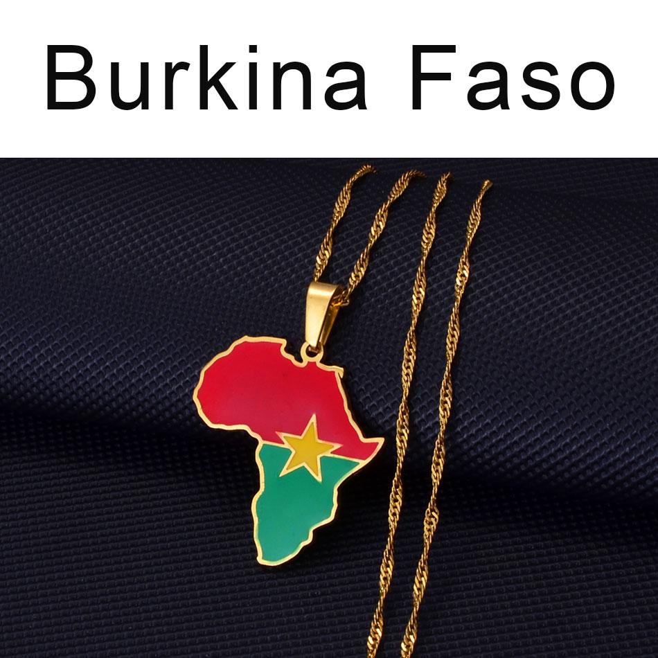 Anniyo 3CM Hip-hop Africa Map Pendant Necklace Jewelry Eritrea,Gambia,Guinea,Congo,Tunisia,Benin,Libay,Namibia,Chad,Botswana