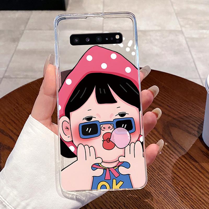 Гелевый чехол для Samsung Galaxy S10 5G SM-G977B Fundas Прозрачный силиконовый мягкий ТПУ задняя крышка Милый кошка кролик сердце Защитный чехол