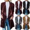 Women's Fashion Autumn And Winter Cardigan Jacket Gold Velvet Mid-Length Windbreaker