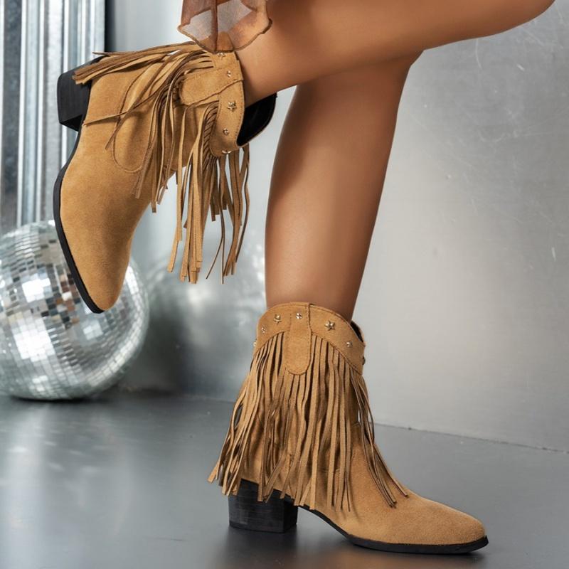 Женские ботильоны Chelsea с бахромой, туфли на высоком каблуке с острым носком, зимняя дизайнерская новая тенденция 2025 года в готическом стиле, массивные, повседневные, зимние ботинки Mujer