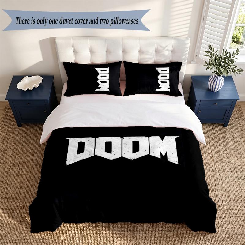 Doom 3‑Piece Bedding Set Soft Microfiber Duvet Cover Pillowcases Comfortable Bed Linen for Bedroom Decoration
