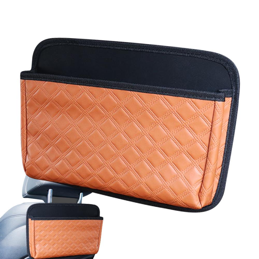 Органайзер для заднего сиденья автомобиля, удобный органайзер для хранения вещей в автомобиле, изысканный кожаный органайзер для заднего сиденья для телефона и еды
