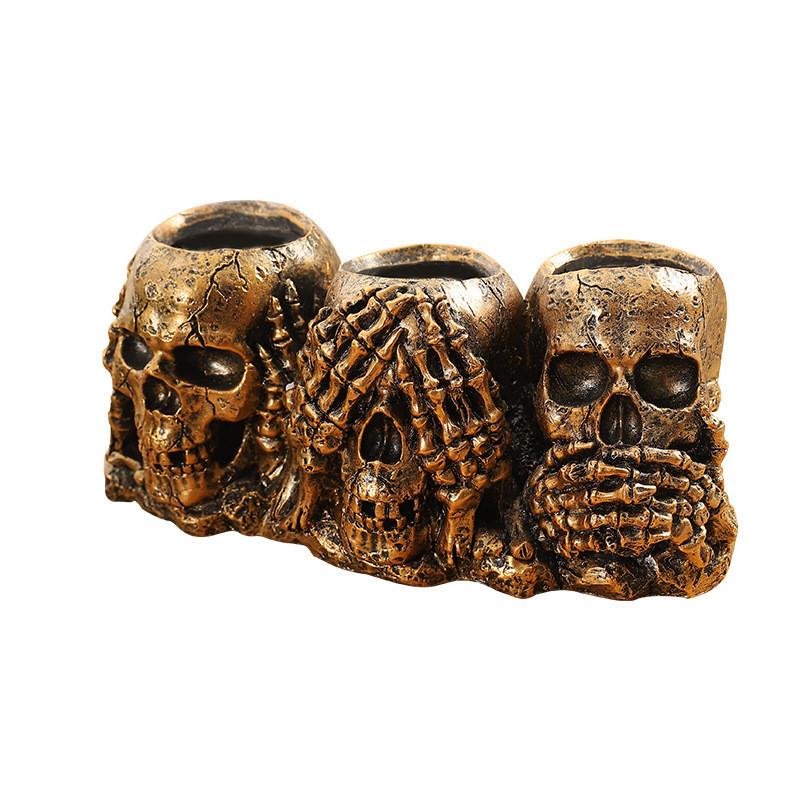 Кашпо в виде головы скелета из смолы для вечеринки на Хэллоуин и коллекции