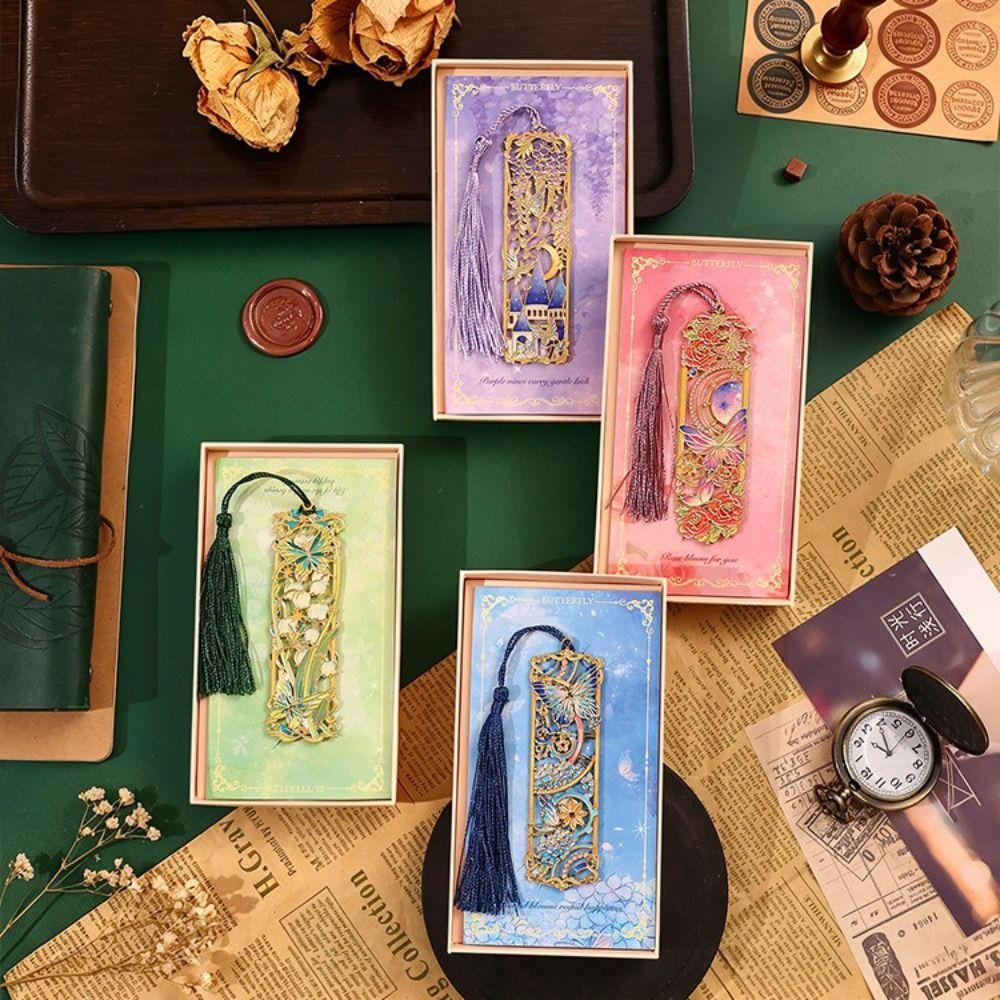 Hollow Out Design Hollow Out Metal Bookmark Butterfly Pattern Decorative Bookmark Reading Gift