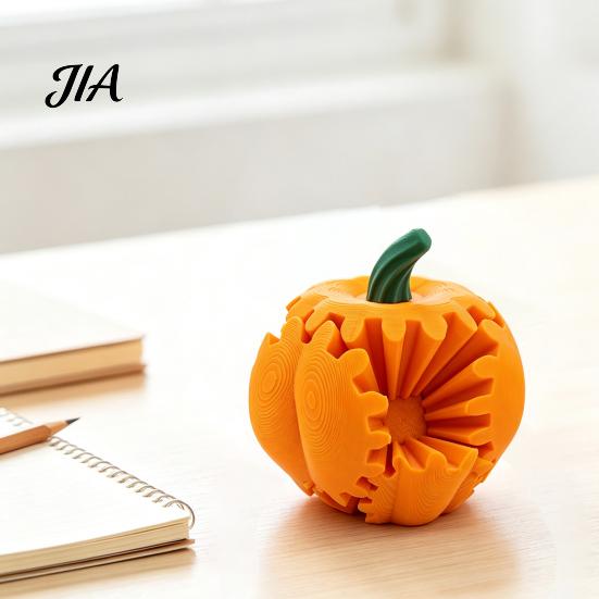 Novelty Desk Gadgets 3D Printed Gear Ball Pumpkin Fidget Toy, Flexible Spinner Ornaments, Stress Relief Sensory Toy for Home Office Anxiety