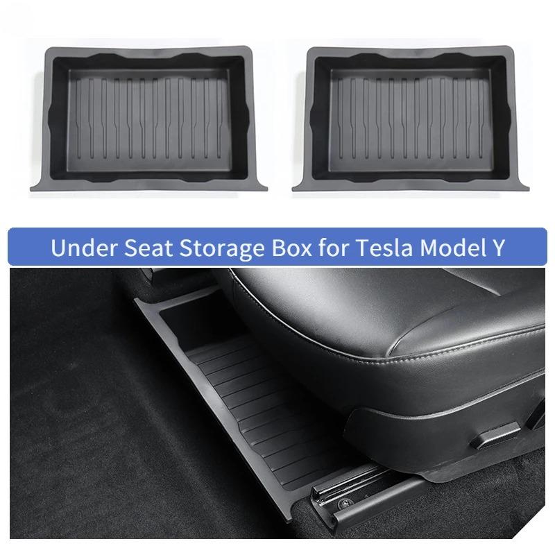 Underseat Storage Box For Tesla Model Y Environmentally Friendly Drawer TPE Storage Box Push Pull Car Interior Accessories 2024