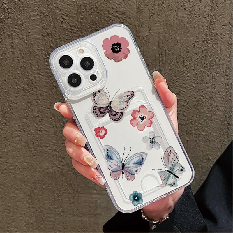 Силиконовый чехол-карман для карт для Tecno Spark 10 Infinix Note 30 Oppo A60 A3 A5 Pro Samsung A06 A16 A36 A56 Обложка Прозрачный бампер для телефона