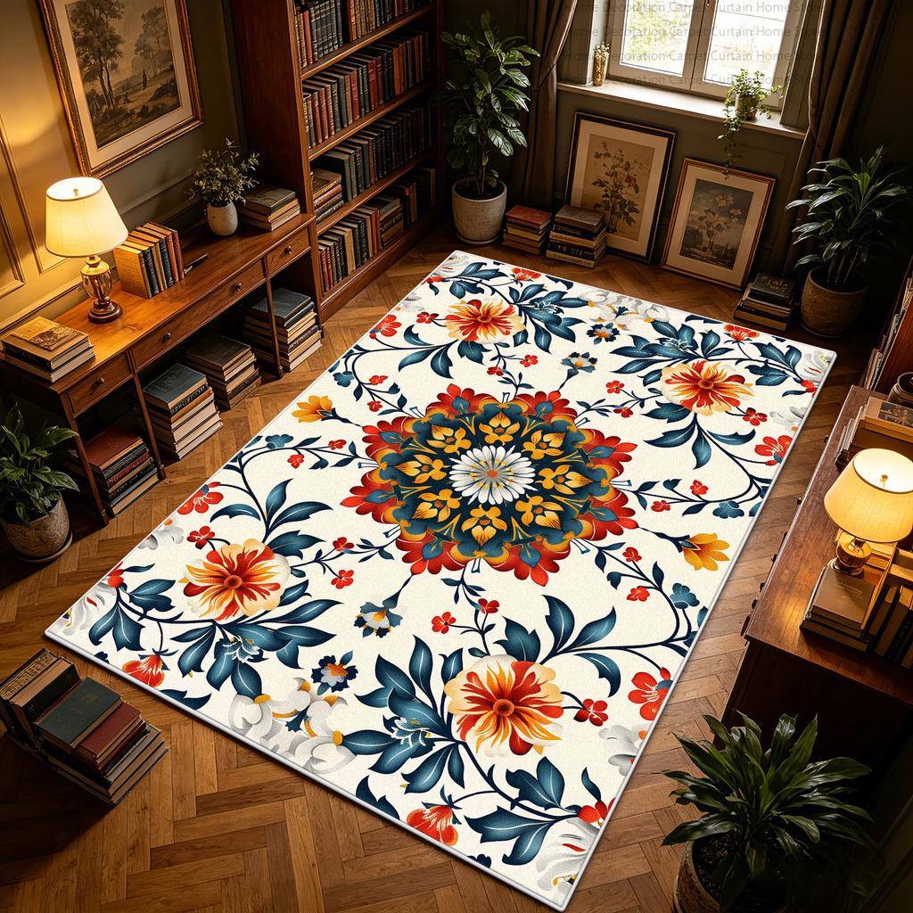 Retro Colorful Persian Carpet Living Room Decoration Large Area Rugs Soft Plush Non-slip Washable Bedroom Study Lounge Floor Mat