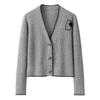 Европейский и американский стиль Серый кардиган из кашемира ручной вязки