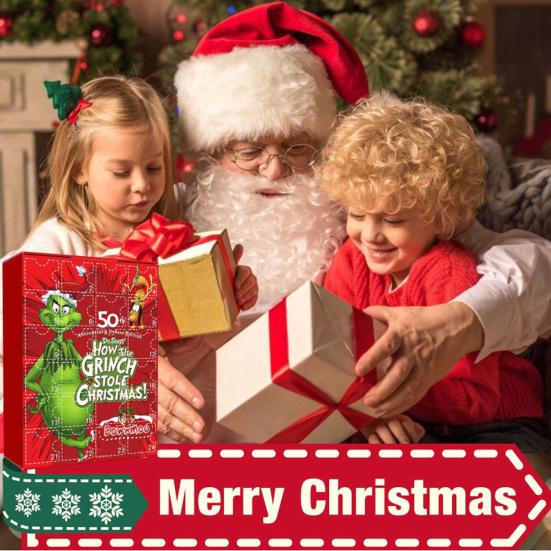 Рождественский Адвент-календарь 2024 24 шт. Фигурки зеленых эльфов Рождественский календарь обратного отсчета Мультфильм