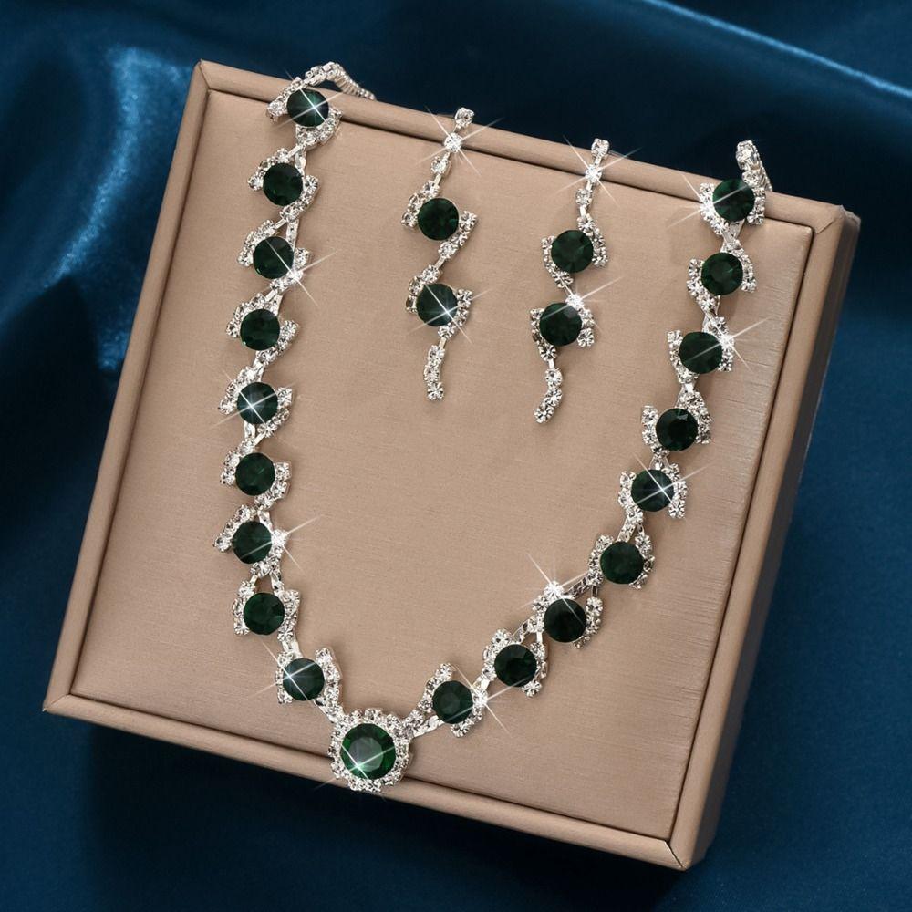 Набор украшений из когтевой цепочки со стразами, хрустальное ожерелье, серьги для свадебной вечеринки, банкет