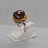 Round Smoky Quartz Gemstone 925 Sterling Silver Yellow Gold Fill Two Tone Ring Jewelry