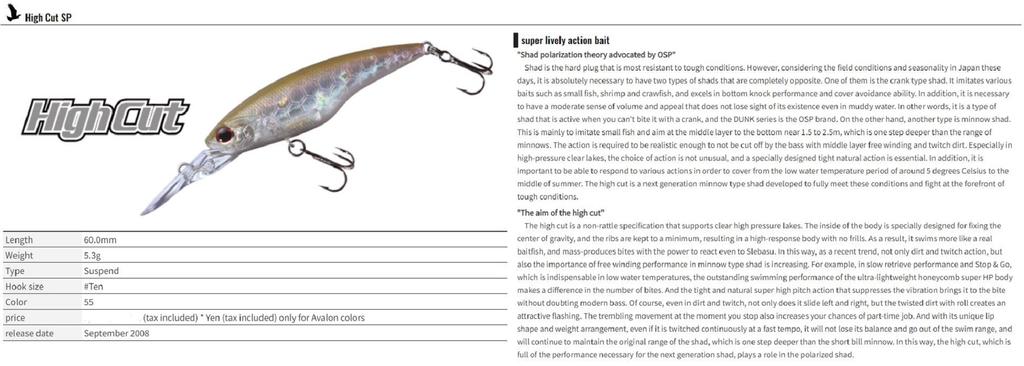 OSP High Cut Silent 60 мм 5,3 грамма Suspend Lure RP-91 (0736)