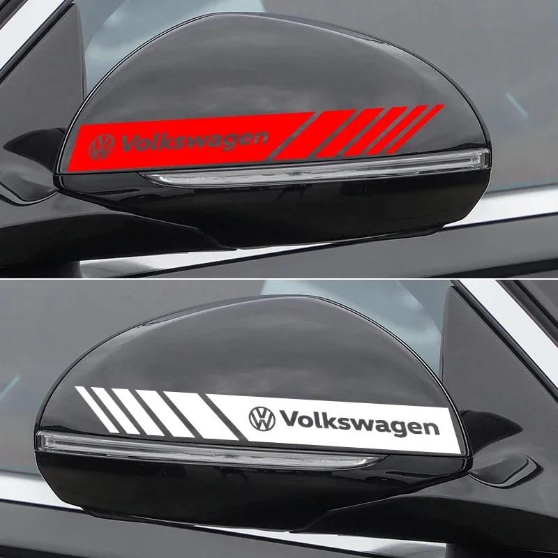 Автомобиль Для Volkswagen VW 2 шт. Автомобильные ПВХ Полосы Гоночные Полосы Наклейки На Зеркало Заднего Вида Для Volkswagen Golf-7 4 5 6 CC T-ROC Sharan Pa