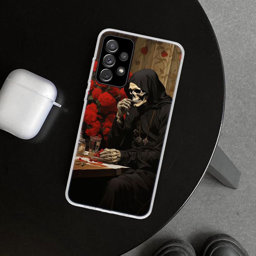 Reaper Skull Skeleton Gun Phone Case for Samsung Galaxy A17 A16 A26 A36 A56 A57 A37 A15 A25 A35 A55 A14 A24 A34 A54 A13 A23 A33
