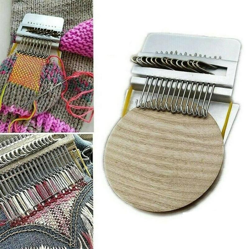 Knitting Tool Wood Handmade Personalized Mini Version Loom Darning Tool Wooden Disc (10 Hooks)