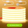 High Bright 220V 230V COB Strip Waterproof With/No Switch Plug 288LEDs/M White Natural Warm Flexible Ribbon LED Light Home Decor