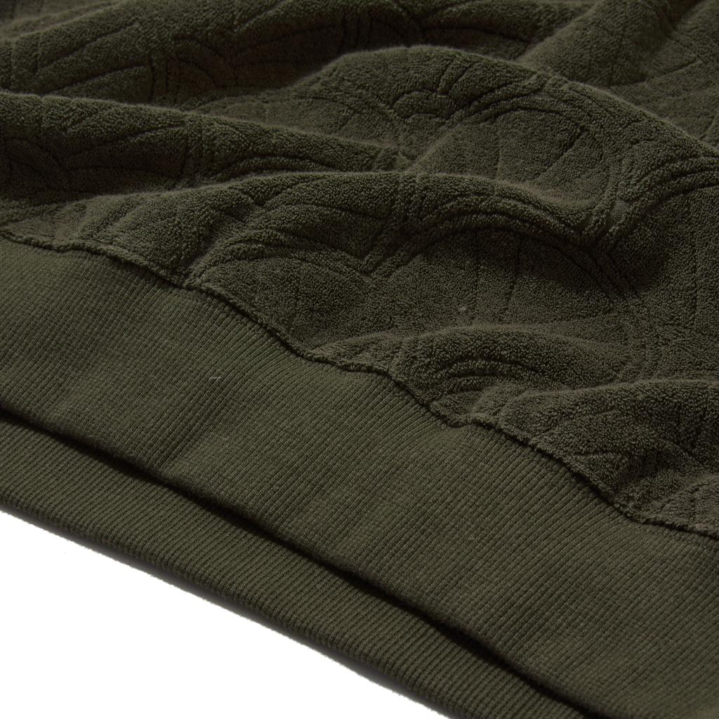 Курортный свитшот Penfield с узором «ракушка», махровый, с воротником-поло, оливковый_Fr2Kt203