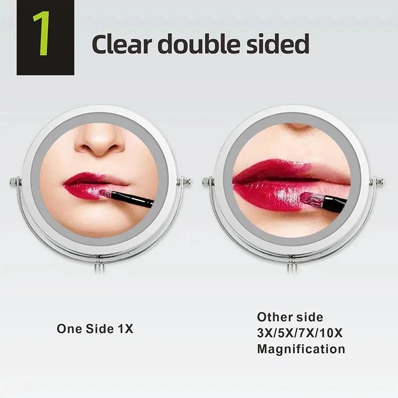 7 inch Wall Mounted Makeup Mirror 3x/5x/7x/10x Magnifying Double Side USB Charging Bathroom 3 color light Smart Cosmetic Mirrors