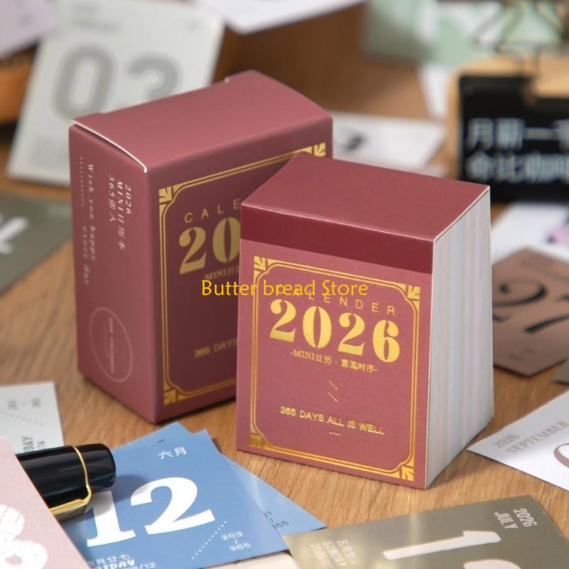 W89C 2026 Tearable Desk Calendar 365 Day Daily Calendar Writing Notepads Light Weight Portable For Daily Tasks And Reminders