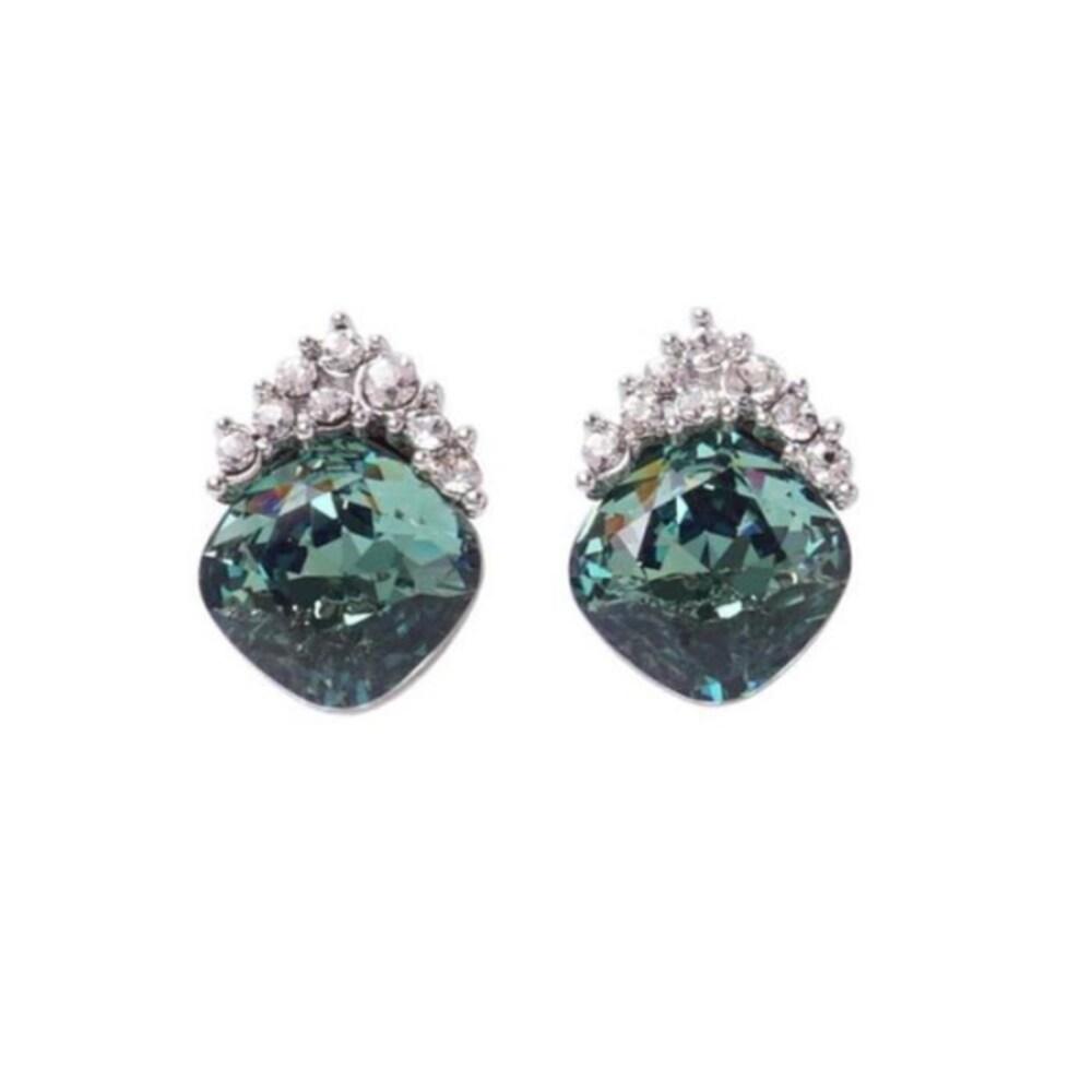 Women's Crystal Green Crown Tiara Earrings (12457730)