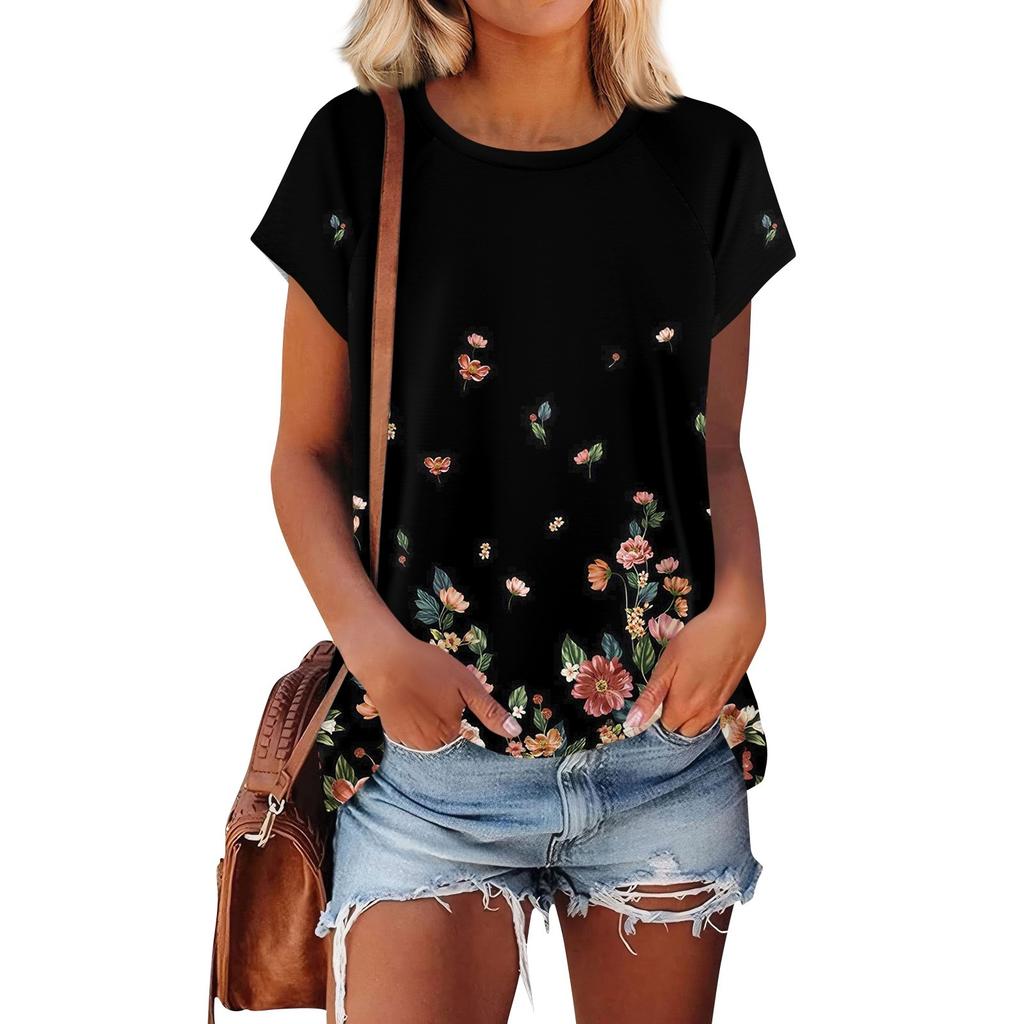 Женские футболки с коротким рукавом, милые туники с круглым вырезом, топы, базовые футболки, блузки, свободный пуловер