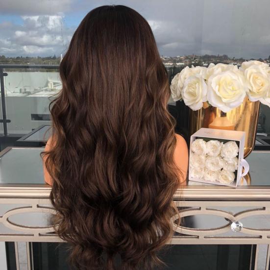 Women Ladies Wave Curly Hair Wig Hairpiece Net Party Brown Rose Banquet Headgear