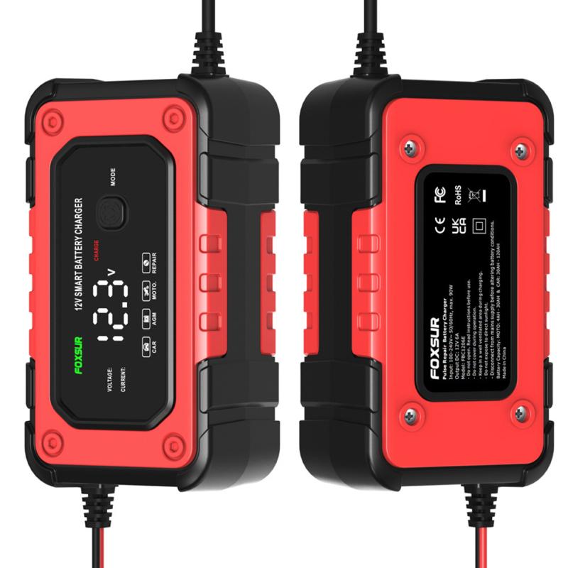 Car Battery Charger 12V 6-Amp Fully Automatic Smart Battery Charger Screen Display Trickle Charger