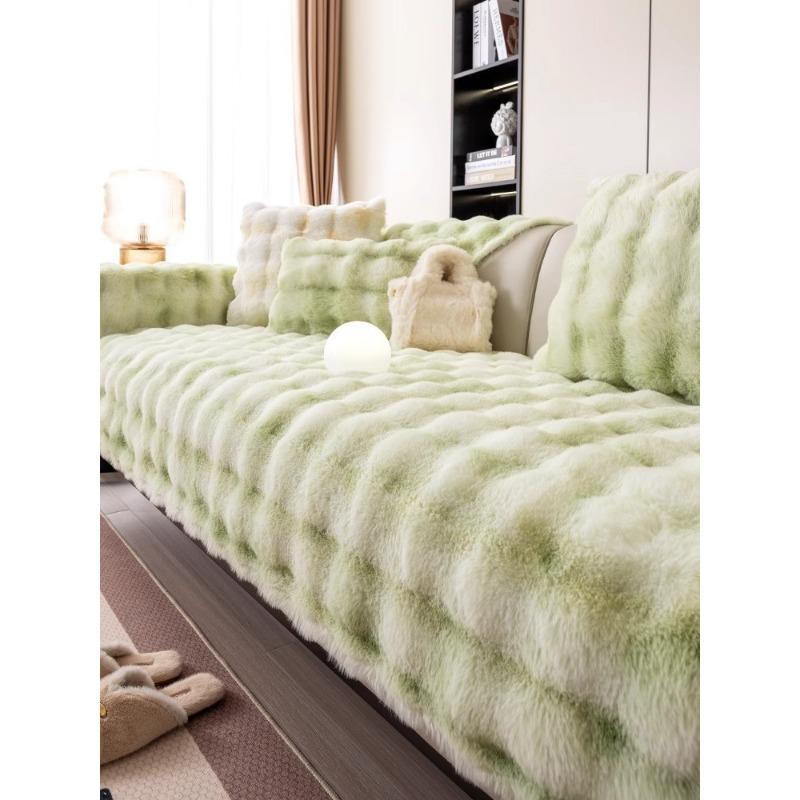 Winter Thick Sofa Towel Warm Rabbit Plush Can Cover Seat Cover Cover Backrest Armrest All-Inclusive Cover Cloth Blanket