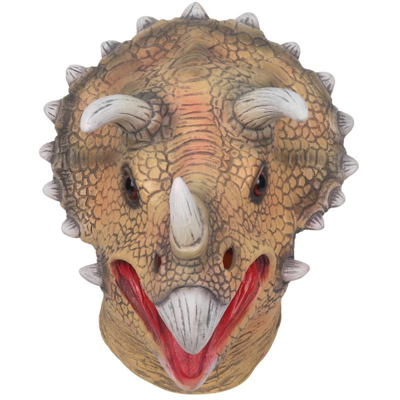Jurassic Dinosaur Mask Triceratops Latex Halloween Stage Prop Decoration