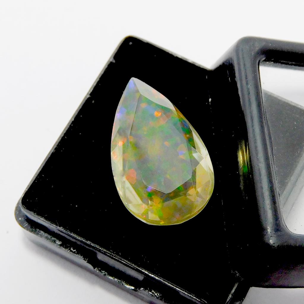 Stunning Lab Created Opal 9.40 Ct Pear Certified Loose Gemstone
