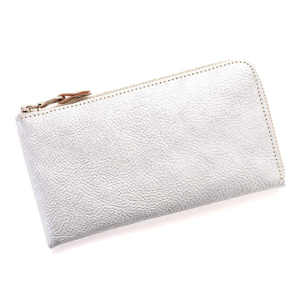 AGILITY Affa Long Wallet Zipper Gold Gold Silver Silver Slit 10 Pieces Compact Vertical Leather Genuine Leather "Alinier" L-shaped