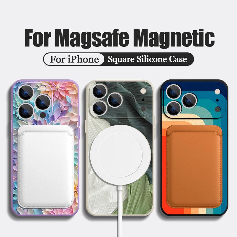 Магнитный чехол For Magsafe для iPhone 17 Pro Max с принтом «Радужные цветы», мягкий силиконовый задний чехол для телефона для iPhone 16 15 14 13 Pro Max 16e 17e