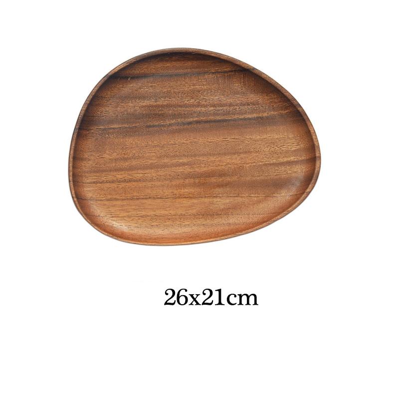 Цельная древесина орехового дерева, неправильная овальная посуда для фруктов, твердая древесина, десертная обеденная тарелка, блюдце, чайный поднос, набор посуды