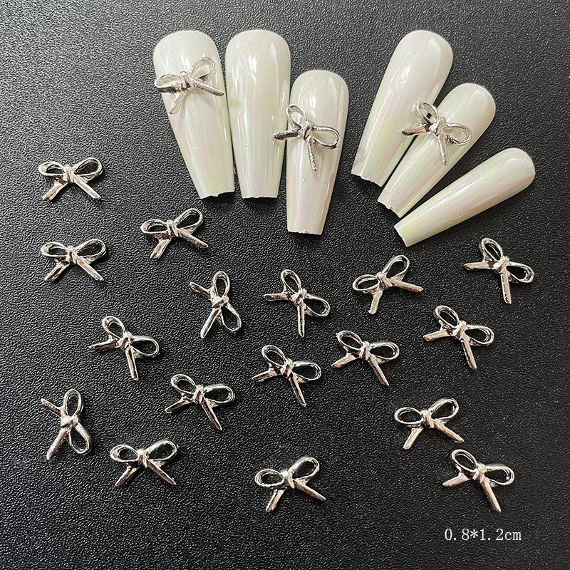 Золотые Серебряные Цветы Маникюрные Аксессуары Бант для Ногтей