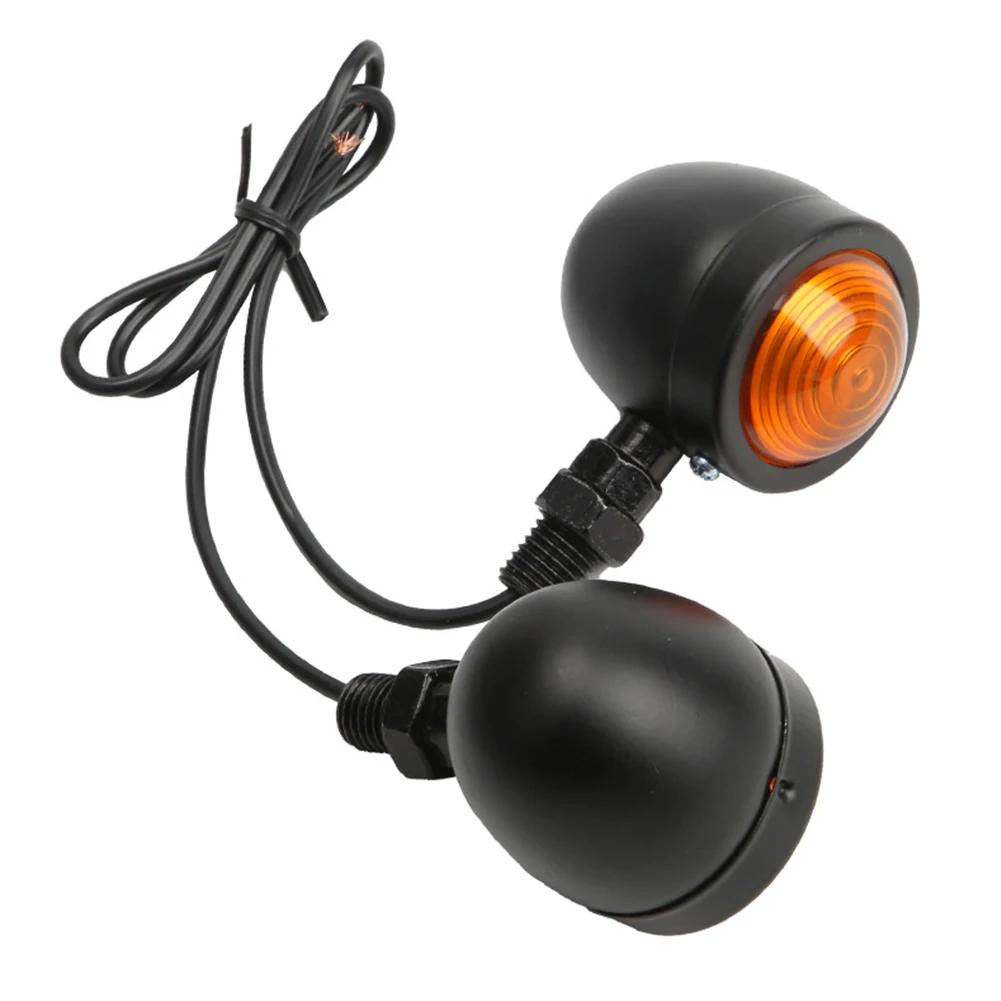 Universal Black Sliver Motorcycle 12V Amber Retro style LED Turn Signal Brake Light Metal Housing For Chopper Bobber Cafe Racer
