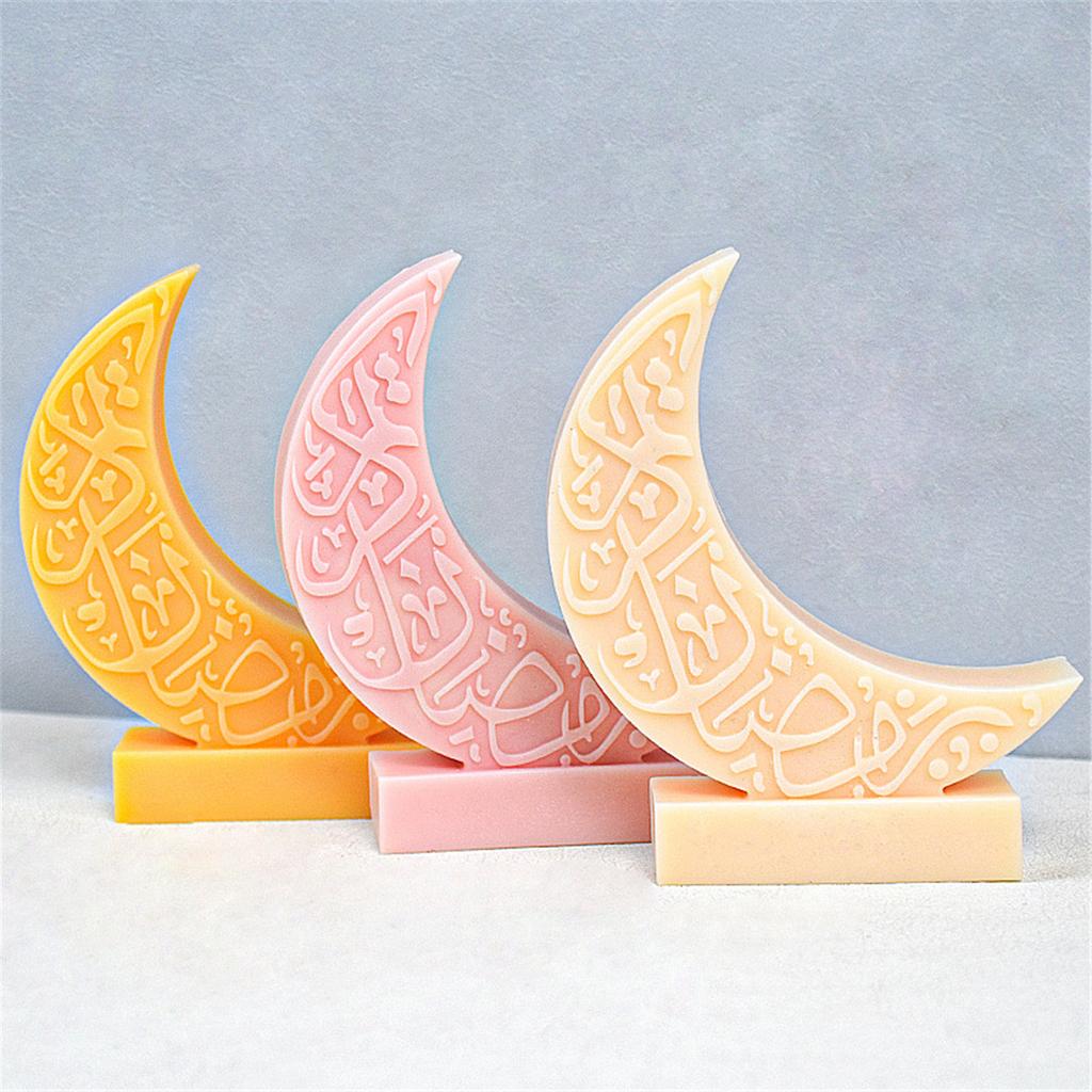 Moon Silicone Mould Moon Shaped Candle Molds DIY Soap Casting Molds Handmade Resin Molds for Eid Ramadan Decorations