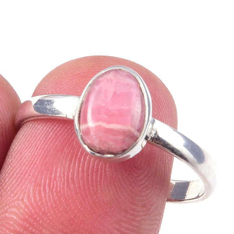 Natural Rhodochrosite Gemstone Handmade 925 Solid Sterling Silver Ring S.10 P1G63