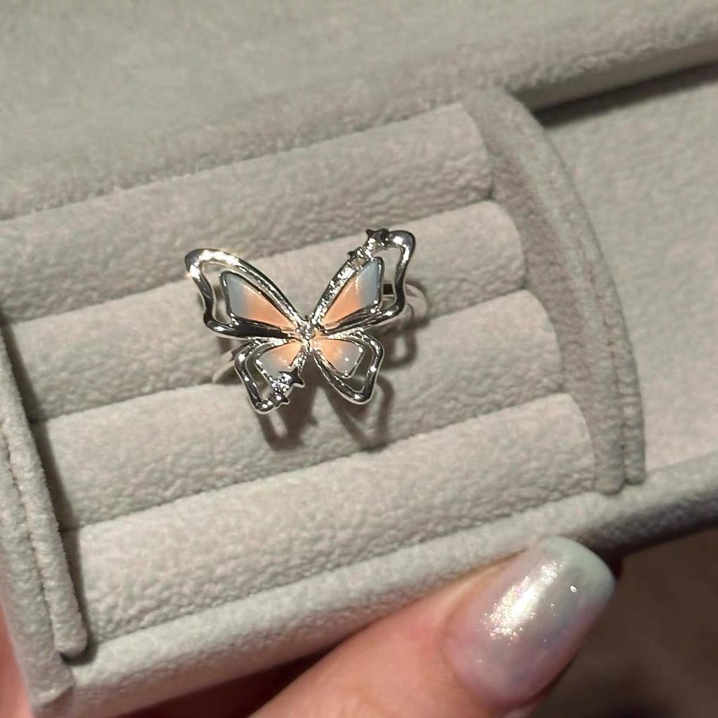 Color Butterfly Graffiti Ring Temperament Enamel High Sense Niche Simple Unique Versatile Ring Women
