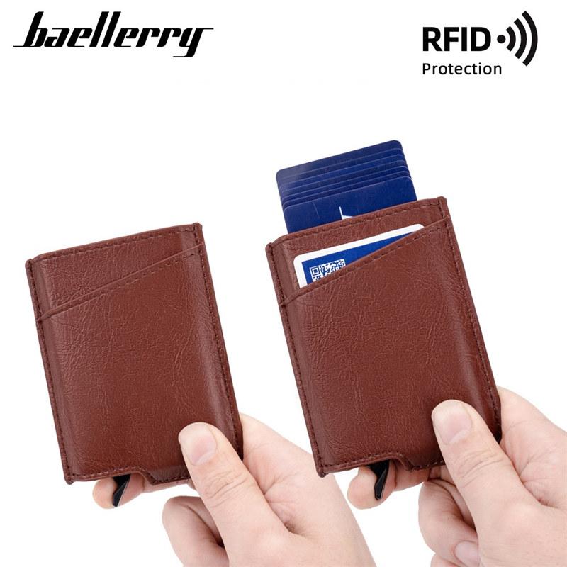 Baellerry Men RFID Wallet Aluminum Anti Theft Mini Card Holder Fashion Money Bag Vintage Design Business Purse Wallets