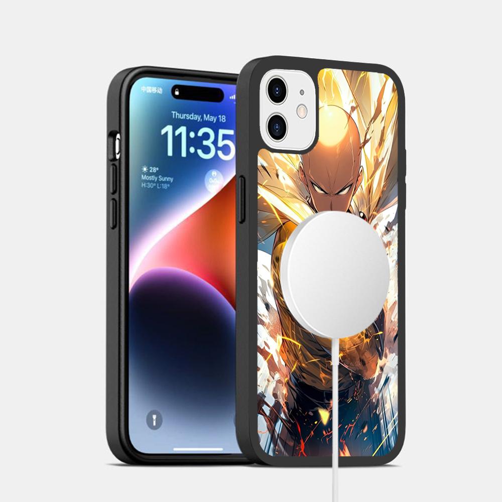 Чехол для телефона ONE PUNCH-MAN Магнитный чехол Для IPhone 16 14 13 12 11 15 Pro Max Plus Для Magsafe Беспроводная зарядка Чехол