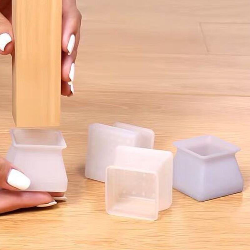 4/8/16pcs Silicone Chair Foot Covers Square Table Leg Protective Pad Anti Slip Silent Floor Furniture Protection Pad For Chair