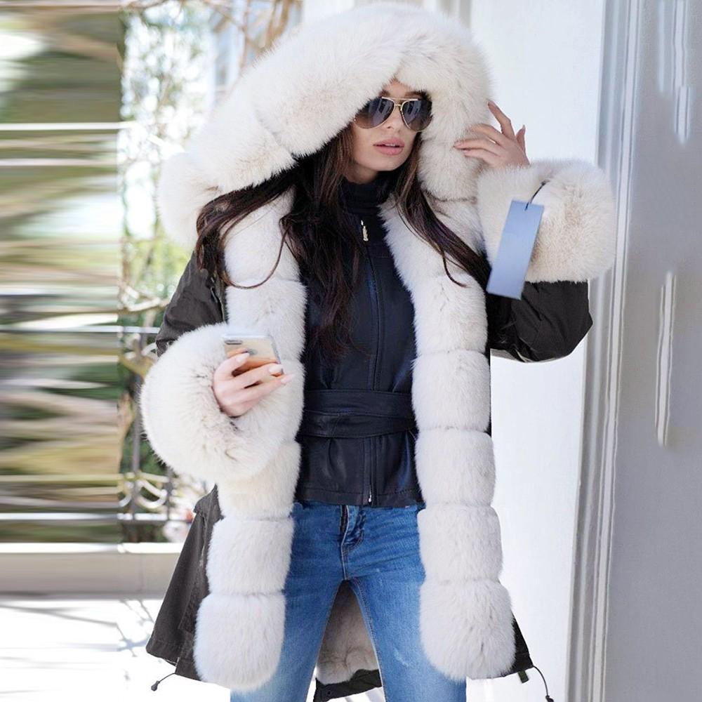Womens Long Sleeves Faux Solid Coat Winter Jacket Hooded Fishtail Overcoat