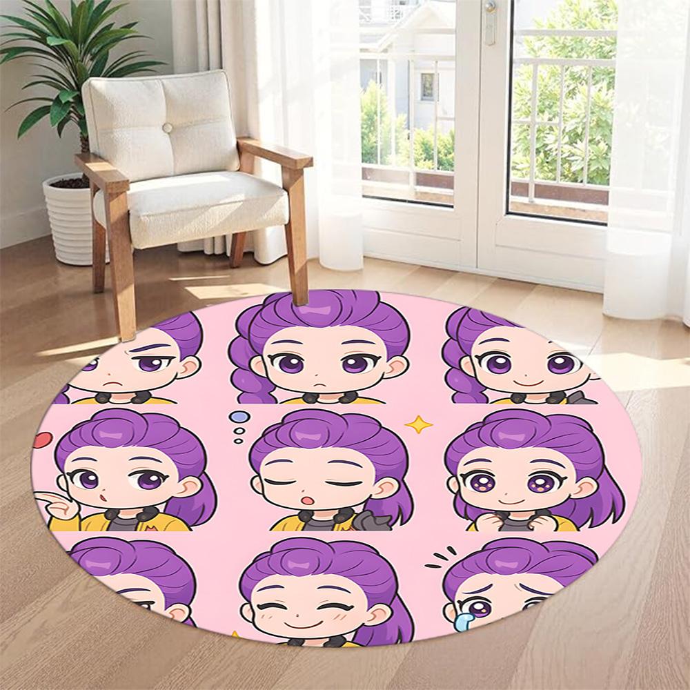 Huntrax Girls Round Area Rug Design for Bedrooms Game Room Dining Room Decorate room Antislip Round Carpet Decorate Offices