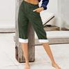 Fashion Pants For Women Solid Color Cotton Linen Fashion Loose High Waist Casual Cropped Pants
