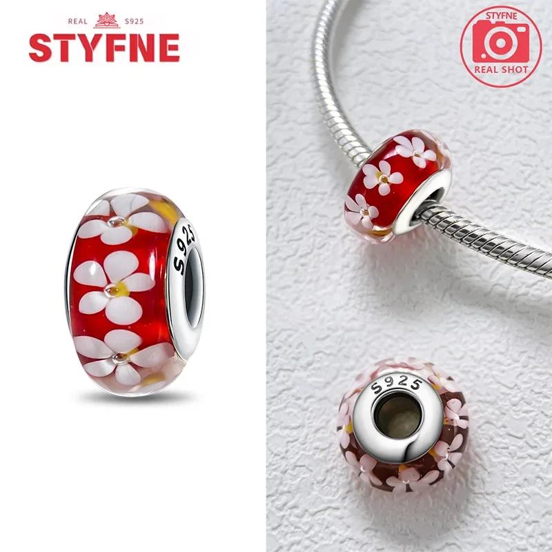 Copper Colorful Flower Series Murano Glass Beads Luxury Charm Fit Original Braceletdiy Fine Jewelry Gift For Women